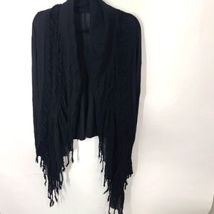 Toto Collection‎ Women's Size 3XL Black Cardigan Sweater Duster Tassels Boho